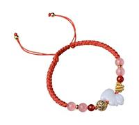 Selvotran Jade Sheep Bracelet for Horse Zodiac, Red Adjustable String Bracelet, Fengshui Lucky Amulet, Jade Good Luck Charm, Sheep Symbol Design for Protection and Daily Wear