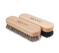 Selvyt Beechwood Luxury Horse Hair Buffing and Polishing Brush for Shoes and Boots (Small, Natural & Black Duo)