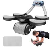 semai Ab Roller Wheel with Adjustable Elbow Support and Automatic Rebound, Upgraded Abdominal Exercise Wheel with LCD Display, Knee Mat & Timer, Core Trainer, Abdominal Wheel Roller for Home Workouts