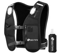 semai LED Running Vest Women & Mens Reflective Vest, Adjustable Chest Straps Running Hydration Vest with 500ml Water Bottle, 6 Pockets With Phone Holder & Storage for Marathon, Night Running, Cycling