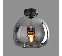 SEMANHUA Nordic Factory Strong Mid Century Globe Semi Flush Mount Ceiling Light Fixture Amber/Smoke Grey Glass Ceiling Lighting Simple Mini Ceiling Lamp, for Aisle Porch Stairway Closet Kitchen (Colo