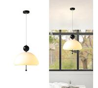 SEMANHUA Scandinavian Cream Wind Hanging Pendant Light - Adjustable Minimalist Chandelier for Bedroom, Living Room, Dining, and Kitchen Island(Black,Neutral Light)