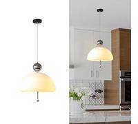 SEMANHUA Scandinavian Cream Wind Hanging Pendant Light - Adjustable Minimalist Chandelier for Bedroom, Living Room, Dining, and Kitchen Island(Silver,Neutral Light)