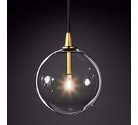 SEMANHUAOZ Industrial Retro Style Glass Ball Pendant Light with 4W G4 LED Warm White Light Bulb,Loft Brass Finish Ceiling Hanging Lamp (20cm) (Size : 30cm)(25cm)