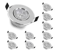 SEMANHUAOZ LED Spotlight Ultra-Thin Recessed Ceiling Light | 3W Mini Downlights for Living Room | 55-60mm Cutout Eyeball Retrofit Baffle Trim | 1pcs, 5pcs, 10pcs(10pcs,White Light)