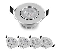 SEMANHUAOZ LED Spotlight Ultra-Thin Recessed Ceiling Light | 3W Mini Downlights for Living Room | 55-60mm Cutout Eyeball Retrofit Spotlight with Baffle Trim | 1pcs, 5pcs, 10pcs(5pcs,Warm Light)