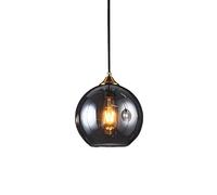 SEMANHUAOZ Nordic Retro Style Pendant Light,E27 Screw Single-Head Chandelier,Creative Personality Spherical Glass Hanging Lamp,Restaurant Balcony Bedroom Decorative Lighting Fixtures (Color : B, Siz