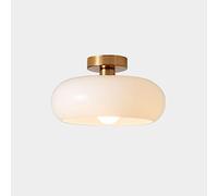 SEMANHUAOZ Nordic Vintage Ceiling Light Fixture Denmark Mid Century Modern Nostalgia Semi Flush Mount Ceiling Light with Orange White Glass Shade for Restaurant Cafe Loft Bedroom Hallway 10.6inch(Whit