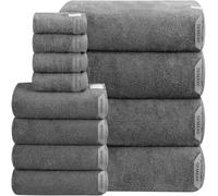 SEMAXE 12-Piece Family Bathroom Towel Set - 100% Cotton, 4 Bath Towels, 4 Hand Towels, 4 Washcloths, Ultra-Soft and Super Absorbent, Lighter Weight