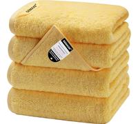SEMAXE Towel Set, Bath Towels Hand Towels Washcloths,100% Cotton Towels for Bathroom (Yellow, 4 Pc Hand Towels)