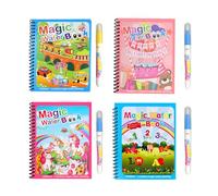 Semazz 4 PCS Kids Water Magic Colouring Books Reusable Cartoon Unicorn Letter Water Paint Book for Children Toddler 3 4 5 6+ Year Old Girls Boys Gifts