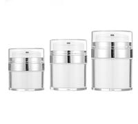 Semazz Airless Pump Jar,3 pcs Refillable Pump Bottles Jar Travel Cream Bottles Empty Cosmetic Jars Moisturiser Container for Travel Home Lotions Creams Makeup 15ml 30ml 50ml