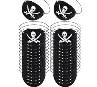 Semazz Pirate Eye Patches,24 PCS One Eye Skull Eyepatch Adjustable Felt Halloween Eye Mask Black Eyepatches for Adults Kids Cosplay Party Halloween Masquerade Dress Up