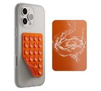 SEMBO Reusable Silicone Suction Cup Phone Case Mount with Removable Mounting Tape, Sticky Phone Grip with Higher Suction Power, Hands-Free Phone Accessories Holder for Selfies and Videos (Orange)