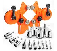 Semderm Diamond Hole Saw Kit, Tile Hole Saw with Double Suction Cups Hole Saw Guide Jig Fixture, Diamond Drill Bits for Glass, Porcelain Tile, Ceramic, Grantite, Marble