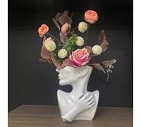 Semeid Face Planters Pots Head,Abstract Greek Bust Vase,White Face Vase for Decor,Female Bust Vase for Home,Office,Shlef Decor (White)