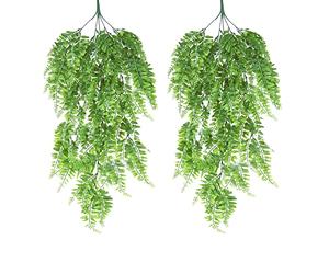 semen 2 Pack Artificial Hanging Plants Fake Plastic Hanging Flowers for Indoor Outdoor Home Office Decoration