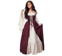 semen Girls Renaissance Medieval Vintage Maxi Dresses Halloween Ball Gown Victorian Gothic Dress Up Costumes Party Long Dress Wine Red