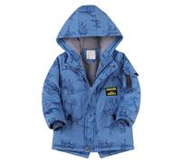 semen Kids Boys Winter Warm Fleece Lined Hooded Outerwear Coats Cute Dinosaur Print Thicken Snowsuit Overcoats Ski Parka Jacket for Age 4-14 Years