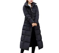semen Women Thickened Long Down Jacket Hooded Maxi Winter Puffer Outerwear Parka Coat with Belt