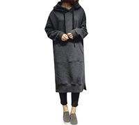 semen Womens Casual Loose Hoodie Sweatshirt Dress Long Sleeve Solid Color Pullover Maxi Dress