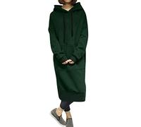 semen Womens Casual Loose Hoodie Sweatshirt Dress Long Sleeve Solid Color Pullover Maxi Dress