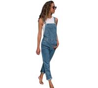 semen Womens Casual Washed Distressed Denim Dungarees Long Pants Regular Fit Jeans Bib Overalls Classic Jumpsuit Trousers with Pockets
