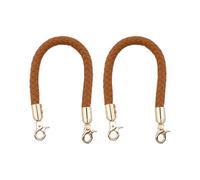 Semetall 2pcs Braided Handbag Straps - 12.4 Inch Short PU Leather Replacement Handles with Golden Lobster Clasps for DIY Bags, Totes, Purses-Light Brown