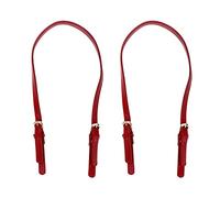 Semetall 4pcs PU Leather Purse Straps, Wine Red Handbag Handles Shoulder Straps Replacement with Adjustable Metal Buckle