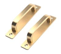 Semetall 5.79" Heavy Duty Antique Barn Door Handles Pull and Flush Hardware for Gate,Garage,Shed,2 Pack,5.04" Hole Center,Gold