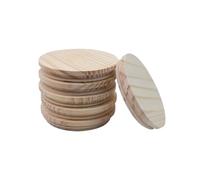 Semetall 6pcs Round Pine Wood Jar Lids with Silicone Sealing Rings 4.3 Inches Diameter Wooden Lids for Coffee Drink Mug Cup Beer Can Glasses