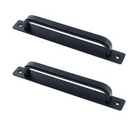 Semetall 8.35" Heavy Duty Antique Barn Door Handles Pull and Flush Hardware for Gate,Garage,Shed,2 Pack,7.56" Hole Center,Black