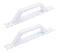 Semetall Barn Door Handle 175mm Hole Center Solid Steel Gate Handle Heavy Duty Door Pull White Flush Hardware Handle with Screws for Wooden Door Sliding Barn Doors Gates Garages Sheds