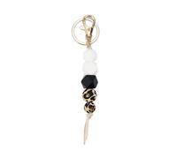 Semetall Leopard Print Silicone Bead Keychain,Silicone Beaded Key Ring Bracelet for Women, Colorful, 5.5"