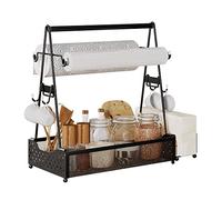 SEMETOR Utensil Caddy, Grill Condiment Caddy, BBQ & Picnic Caddy, Utensil Holder for Party, Picnic Flatware Caddy with Handle and Paper Towel Roll Holders, Utensil Cutlery Caddy for Camping, Kitchen