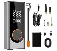 Semflagree Portable Air Compressor Car Tyre Pump, 6000mAh corded/cordless Dual power supply 150PSI Tyre Inflator Cordless Digital Dual Values Display tyre pump for Car Motorcycle Bike Ball