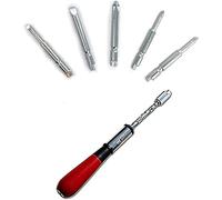 Semi-Auto Spiral Ratchet Screwdriver Set with 5 Heads - Push-Pull Design, Wooden Handle