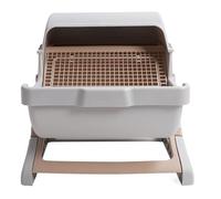 Semi Automatic Cat Litter Box Large Spacious Splash Proof Semi Enclosed Self Cleaning Kitty Litter Box for Indoor Cats Plastic Easy Assembly 52 x 43cm