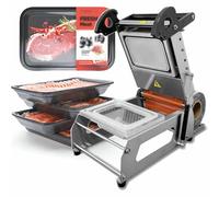Semi-Automatic Cup Sealing Machine for Meat Trays and Takeaway Boxes, Hand Press Food Sealer, 7-8 Seals/Minute, 18x12cm