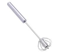 Semi-Automatic Egg Beater, Rotating Whisk Hand Mixer, 10.63x2.56x2.56 Inches Stainless Steel with Long Handle, Manual Kitchen Tool for Mixing Eggs, Milkshakes, Whipped Cream, Cooking and Baking Use