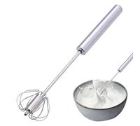 Semi Automatic Egg Beater - Stainless Steel Rotating Hand Mixer Whisk, Non Stick Long Handle Kitchen Tool, Whipped Cream Batter Milkshake Mixer Durable Cooking Gadget Efficient Easy Use | Home