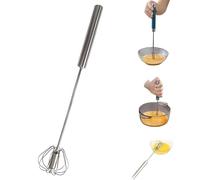 Semi-Automatic Egg Whisk Beater, 12in Whisk, Stainless Steel Mini Hand Whisk, Hand Push Egg Beater, Rotating Mixer Stirrer for Baking, Whisking, Stirring