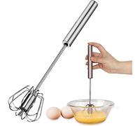Semi-Automatic Egg Whisk, Hand Push Blender 10 Inch Stainless Steel Egg Whisk for Baking, Cooking, Whisking, Beating, Stirring