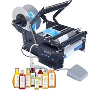 Semi-Automatic Label Applicator Machine with Foot Pedal for Efficient Bottle Labeling in Beverage Industry
