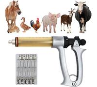 Semi-Automatic Livestock Syringe 50 ML for Vaccination - Adjustable Continuous Injection Gun for Chickens, Ducks, Pigs, Sheep, Poultry