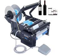 Semi-Automatic Round Bottle Labeling Machine for Glass and Plastic Containers, Adhesive Sticker Dispenser with 20-40 Pcs/Min Speed, Efficient Packing Solution