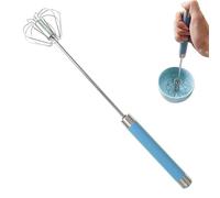 Semi-Automatic Whisk - 12-Inch Stainless Steel Semi-Automatic Hand Blender for Mixing, Whisking, and Stirring | for Cooking, Cocktails, Eggs, Milk, and Baking