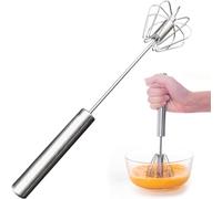 Semi-Automatic Whisk - Manual Whisk Hand Push Egg Beater Stainless Steel Egg Whisk Rotating Push Mixer Stirrer for Baking, Whisking, Beating, Mixer Milk - 11.8Inch