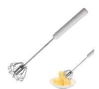 Semi-Automatic Whisk - Stainless Steel Egg Whisk - Hand Push Egg Beater - Milk Frother - Rotating Push Mixer Stirrer - Handheld Beating Whisking Tools for Coffee Milk Kitchen Baking Stirring Mixing
