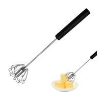 Semi-Automatic Whisk - Stainless Steel Egg Whisk - Hand Push Egg Beater - Milk Frother - Rotating Push Mixer Stirrer - Handheld Beating Whisking Tools for Coffee Milk Kitchen Baking Stirring Mixing
